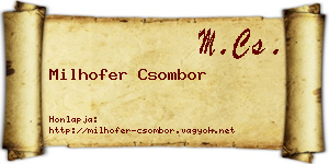 Milhofer Csombor névjegykártya